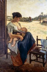 アドルフォ・トンマシー（1851-1933）作「マタニティ」、油彩・キャンバス