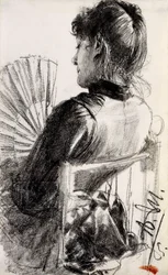 ファンを持つ女性、1885