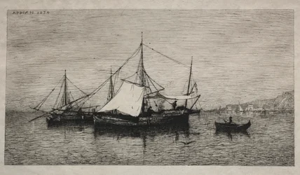 イタリアのカボタージュ海岸のボート、1874年。