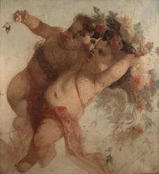 愛の音楽家、アドルフ・モンティセリ (1824-1886) によるエルドラド絵画の装飾の断片 Dim 100x90 cm Musee Grobet-Labadie