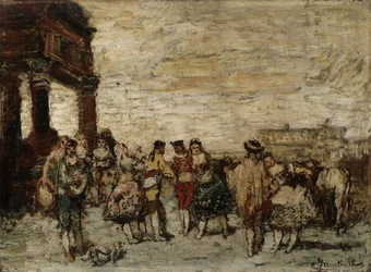 スペインのパーティー アドルフ・モンティチェリ作 (1824-1886) 薄暗い 36,5x48 cm グロベ・ラバディ美術館