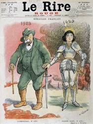第一次世界大戦（1914-1918）。フランスの奇跡、ジョルジュ・クレマンソー（1841-1929）は1918年、勝利の父は78歳、ジャンヌ・ダルク（1412-1431）は1429年、オルレアンの乙女は18歳だった-アドルフ・ウィレット（1857-1926）がC.I.のために描いた絵。