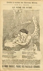 Le Pelerin, 22/12/07のAdolphe dit Willette (1857-1926)のイラスト - 赤ちゃんの夢 - Reclamation Publicity, Maternity - Angel