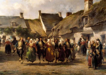 1863年のブルターニュ地方の結婚式 アドルフ・ピエール・ルルー（1812-1891）の絵画 1863年 カンペール美術館