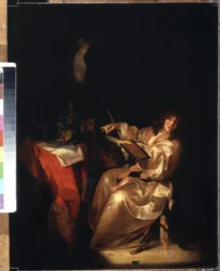 自画像。 Adriaen van der Werff (1659-1722) による絵画。 木に油彩、38.5 x 29 cm