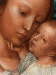 洗礼者ヨハネと聖ジェロームとマドンナの詳細（パネルに油彩）