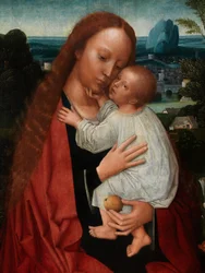 Detalhe da Madonna com João Batista e São Jerônimo (óleo sobre painel)