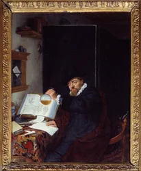 医学のこと"The analysis of urine" Adriaen van Ostade (1610-1685) の絵画 1666年 Sun.0,28x0,22 m パリ、プティパレ美術館
