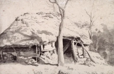 森の羊小屋 (チョークとウォッシュ)
