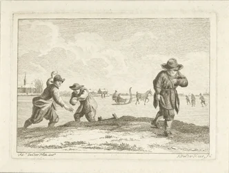 Anthonij van der Haerによって刻まれた雪玉投げ、c.1745-85（エッチング）