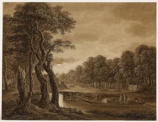 貨物船のある月明かりの風景