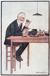 フランスのフォードと呼ばれたアンドレ・シトロエン - Adrien Barrere（1877-1931）によるイラスト（1922年10月1日付「Fantasio」掲載