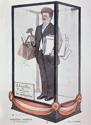 BarrèreがFantasioに掲載したHerriotに関する漫画：「Edouard Herriot: the builder "Sample of the Frenchman who does something"」。