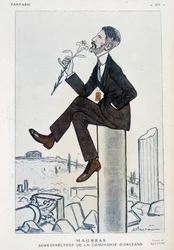 Charles Maurras, フランスの政治家・作家 (1868-1952), オルレアンキャンペーンの副責任者 - Adrien Barrere (1877-1931) によるイラスト（1923年5月15日付「Fantasio」掲載