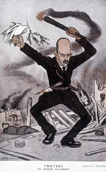 レオン・トロツキー（Trotsky）（1879-1940）、イリュージョン・プレイヤー - Barrèreによる漫画、1918年3月15日の「Fantasio」に掲載。