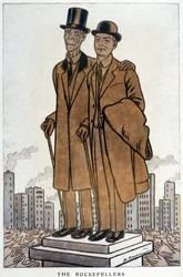 ロックフェラー家の先輩と後輩、アメリカ人のクレサス - Adrien Barrere (1877-1931)による1930年3月1日の "Fantasio "でのイラスト