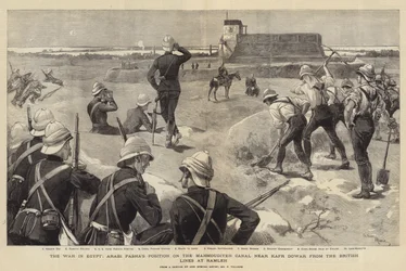 エジプトの戦争、ラムレーのイギリス軍線からのカフールドワール近くのマフモディエ運河におけるアラビパシャの位置