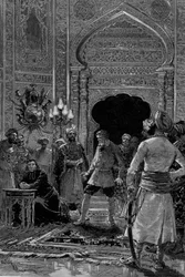 演劇的表現。シャルル・ビュエ（1846-1897）の「Pritre」の第6場、ポール・フェリックス・ジョセフ・タイリアード（1826-1896）（アベ・パトリス）とモンタル（ニコラ・シャルル・ボンラロン