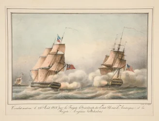 1812 年 8 月 23 日にアメリカ合衆国大統領フリゲート艦によって支援された戦闘