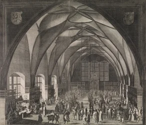 年次フェア中のプラハ城のヴラディスラフ ホールの内部ビュー, 1607., 1607.