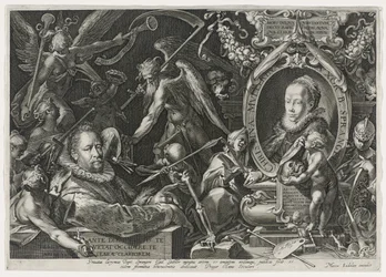 バルトロマエウススプレンジャーとその妻、クリスティーナミューラー、1600年（敷設紙に彫刻）