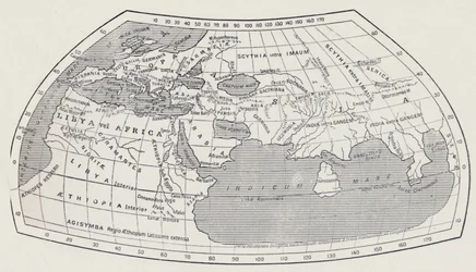 1923年のプトレマイオスによると、世界地図。