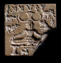 シヴァ・パシュパティ・シール、モヘンジョ・ダロ、紀元前2350-2000年（ステアタイト