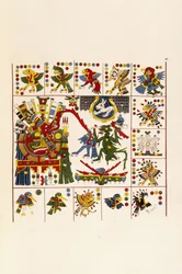 本「メキシコの骨董品：古代メキシコの絵画と象形文字の複製からなる」のページ、c。 1830-1848
