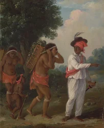 西インドの色の男、子供を持つ 2 人のカリブの女性を監督します。 1780年。