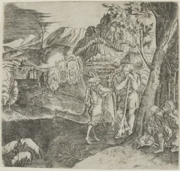 風景の中の羊飼いとサテュロス