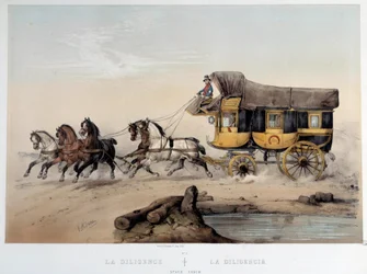 アルベール・アダム(1833-?)によるリトグラフ「La diligence」 1870年 パリ、カルナヴァレ美術館