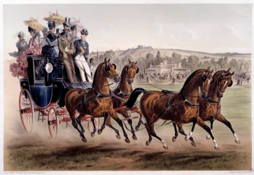 郵便馬車、レースの帰り アルベール・アダム（1833～）の版画 19世紀 パリ、カルナヴァレ美術館