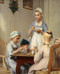 朝食をとる子どもたち、1879年