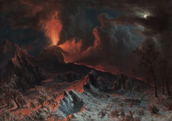 1868年の真夜中にベスビオ山。