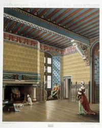 中世の荘厳な住居の内部-ラシーネの「歴史的衣装」にて