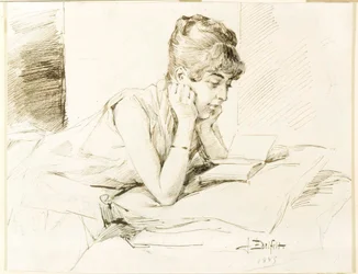 本を読む若い女性