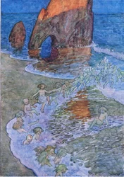 彼らは彼を真ん中に置き、彼の周りで踊りました.The Water Babies pub.by Humphrey Milford Oxford University Press、1930年頃（カラーリソ）
