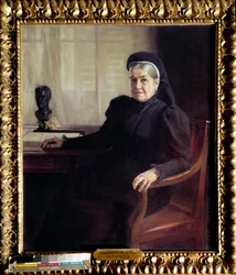 フランス人医師ルイ・パスツール（1822-1895）の未亡人、マダム・パスツール（1854-1905）の肖像（1899年）」 アルベール・エーデルフェルト（1854-1905）の絵画 1899年 パリ、パスツール美術館 - フランス人医師ルイ・パスツール（1822-）の未亡人、マダム・パスツール（1854-1905）の肖像。