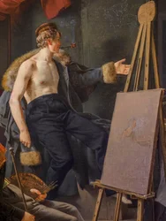 画家のアトリエで果物を売るアマガーの少女、詳細