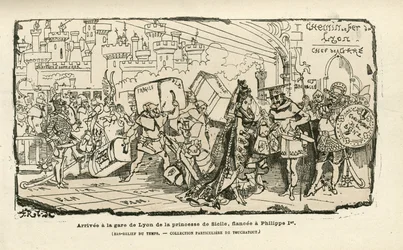 アルベール・ロビダ（1848-1926）の挿絵（『Histoire de France tintamarresque』所収）、1880年頃 - ガレ、アンシャン・レジーム、シチリア - フィリップ1世