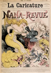 ナナ・レヴュー：ロビダによるゾラと彼女の作品「ナナ」についての漫画-1880年3月1日付「ラ・カリカチュール」にて