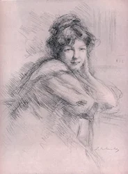 女性のリトグラフ肖像、c1905