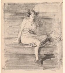 無題の若い女性の着席、1914年。