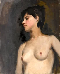 女性セミヌード、黒背景1880年頃