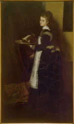 イノシシの頭を身に着けている女の子