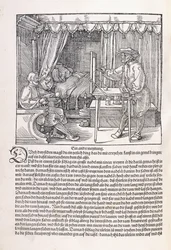 1525の画枠を使用して肖像画を描く製図工