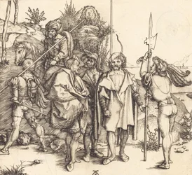 馬に乗った 5 人の兵士と 1 人のトルコ人、14951496。