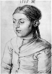 少女の頭部習作、1515年、1936年