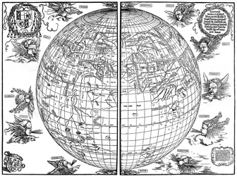 ヨハネススタビウスの世界地図、1515、1936