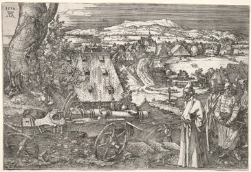 大砲のある風景、1518年。